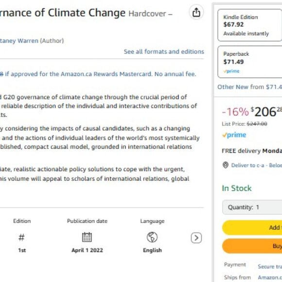 Reconfiguring the Global Governance of Climate Change by Ella Kokotsis Hardcover - Picture 2 of 2